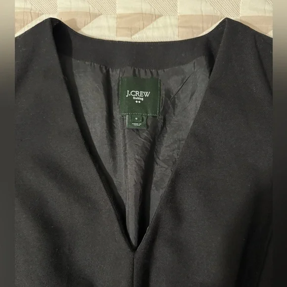 J. CREW Factory Suiting Wool Blend Black Sheath Career Dress Size 0 V Neck - Picture 11 of 11